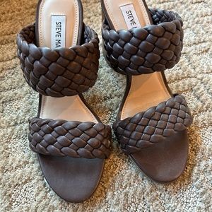 Steve Madden brown braided sandal heels